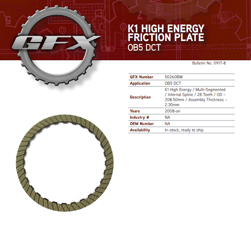 K1 OB5 DCT friction plate