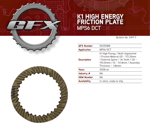 K1 MPS6 DCT friction plate